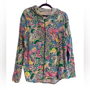 Crown & Ivy Paisley Zip Up Hooded Jacket XL Colorful Lightweight Jacket